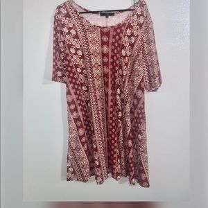 Floral pattern Maroon and Cream Dress